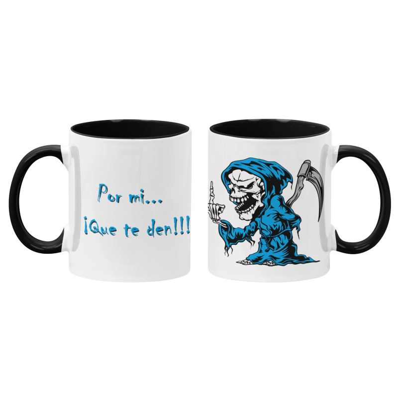 Taza Por mi que te den calavera negra