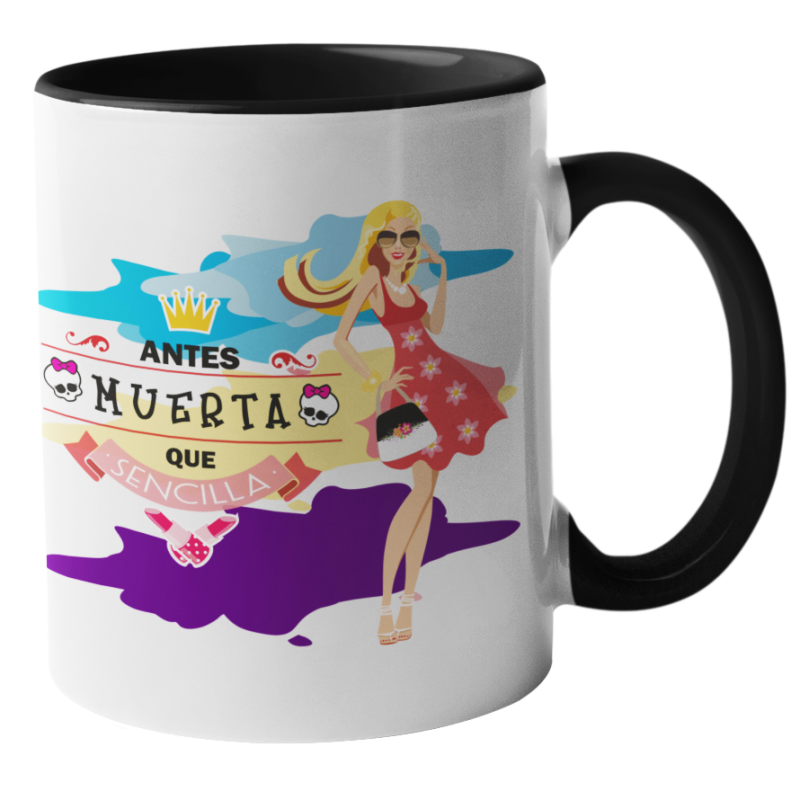 Taza Antes muerta que sencilla negro