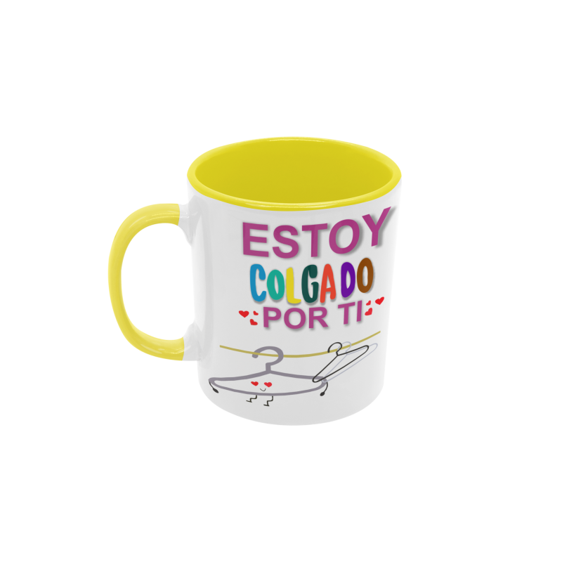 Taza Estoy colgado por ti amarilla