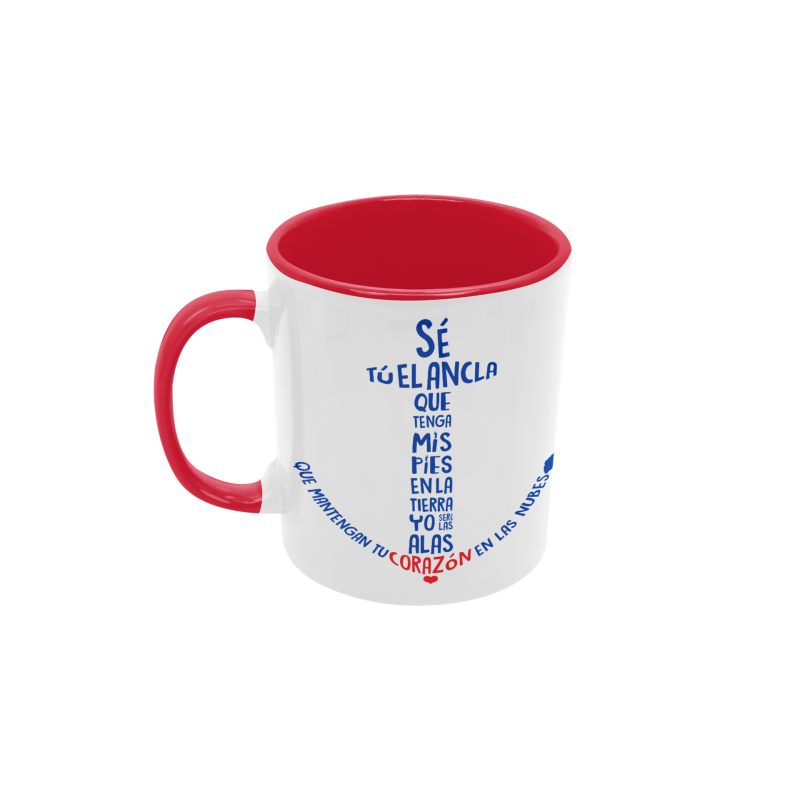 Taza ancla corazón roja