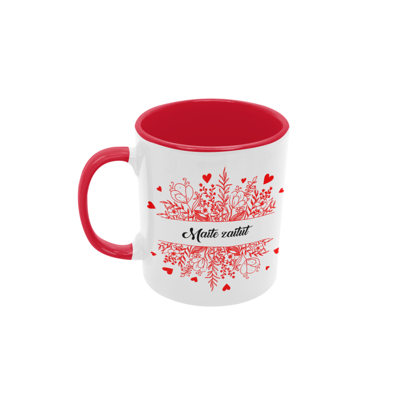 Taza Maite Zaitut flores roja