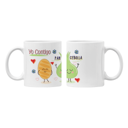 Taza Yo contigo pan y cebolla blanca