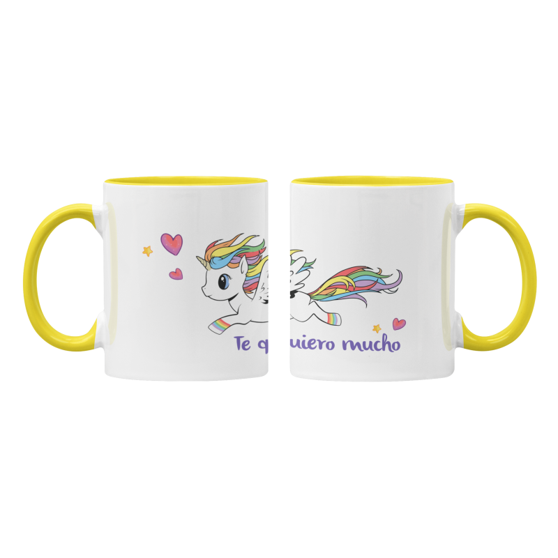 Taza Unicornio Te quiero mucho amarilla