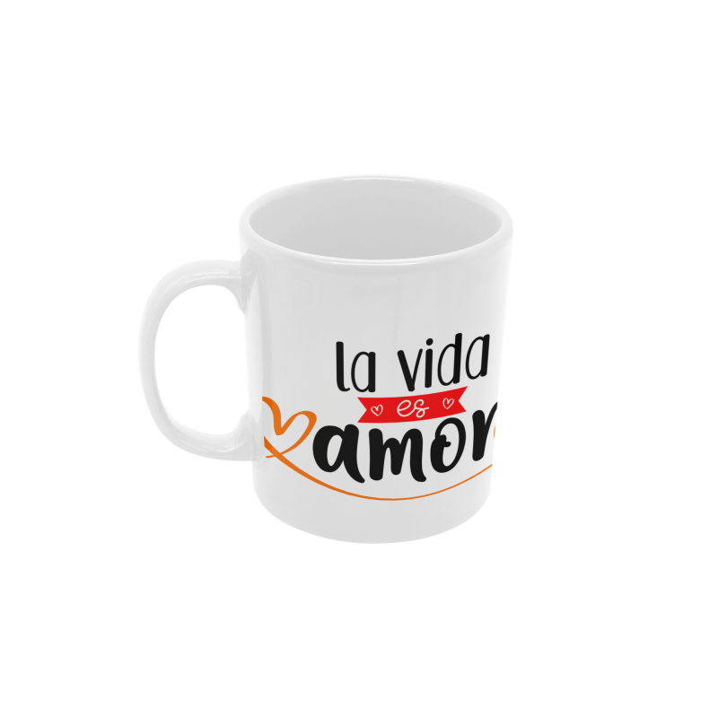 Taza La vida es amor blanca