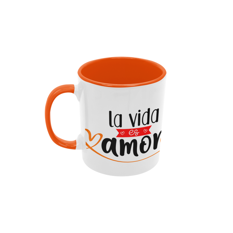 Taza La vida es amor naranja