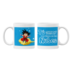 Taza Goku tu amor me tiene en las nubes blanca