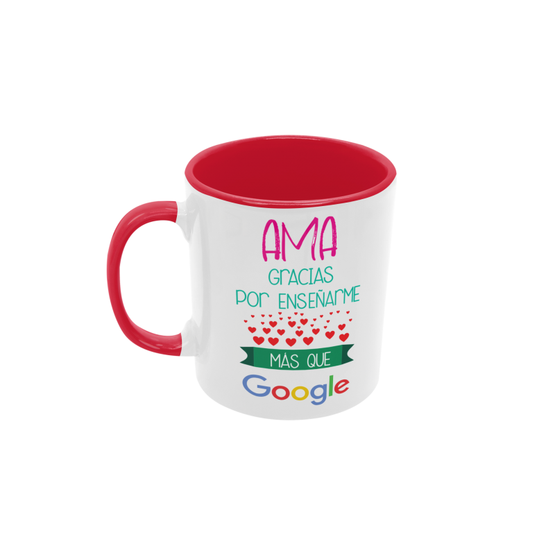 Taza Ama gracias por enseñarme más que google roja