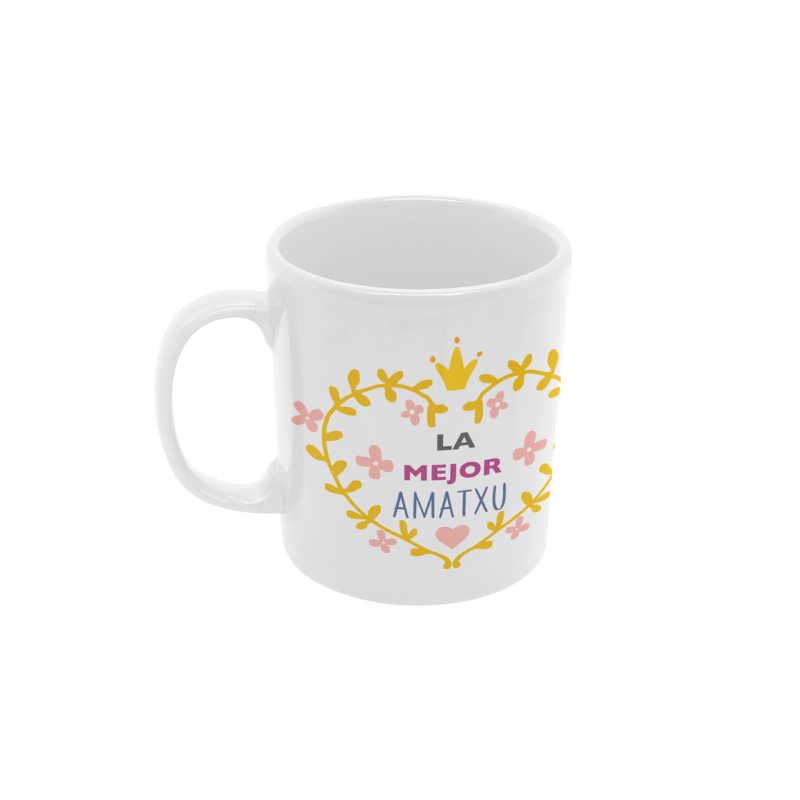 Taza La mejor amatxu corazón blanca