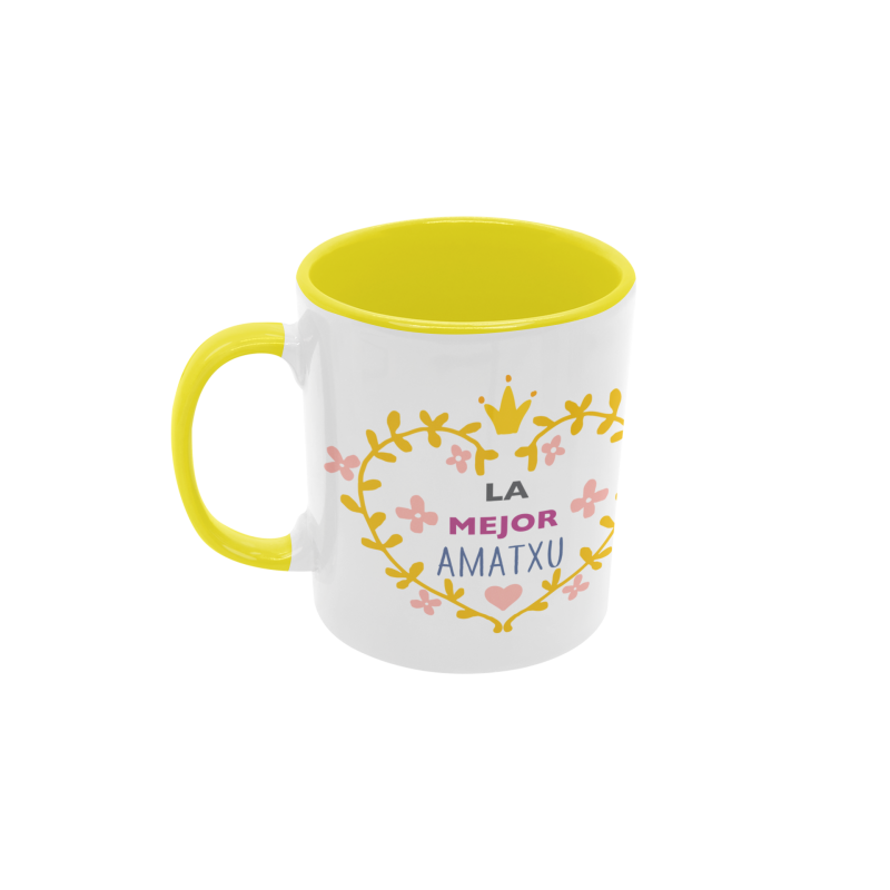 Taza La mejor amatxu corazón amarilla