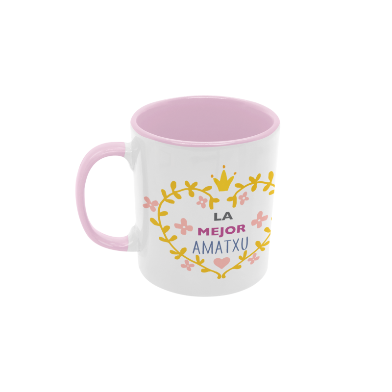 Taza La mejor amatxu corazón rosa