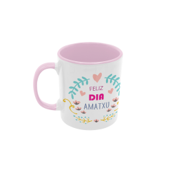 Taza Feliz día amatxu rosa