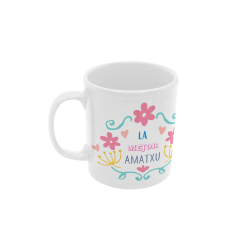 Taza La mejor amatxu flores blanca