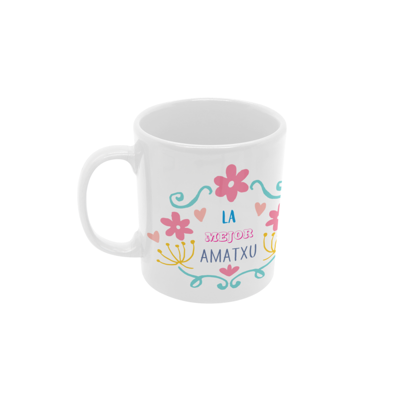 Taza La mejor amatxu flores blanca