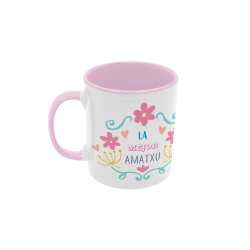 Taza La mejor amatxu flores rosa