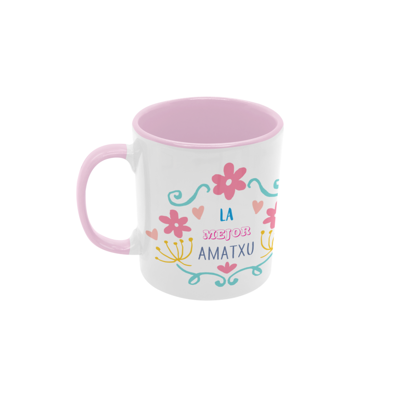 Taza La mejor amatxu flores rosa