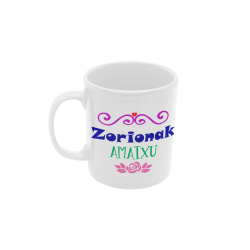 Taza Zorionak amatxu blanca