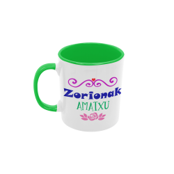 Taza Zorionak amatxu verde