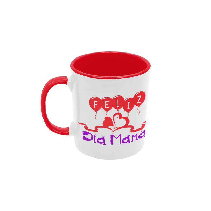 Taza Felíz Día Mamá globos roja