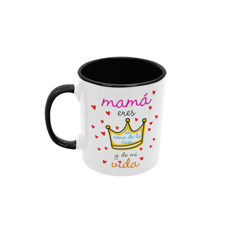 Taza Mamá eres la reina de la casa y de mi corazón negra