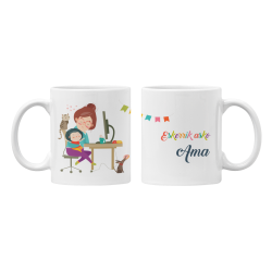 Taza Eskerrik asko Ama Teletrabajo blanca