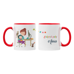 Taza Eskerrik asko Ama Teletrabajo roja