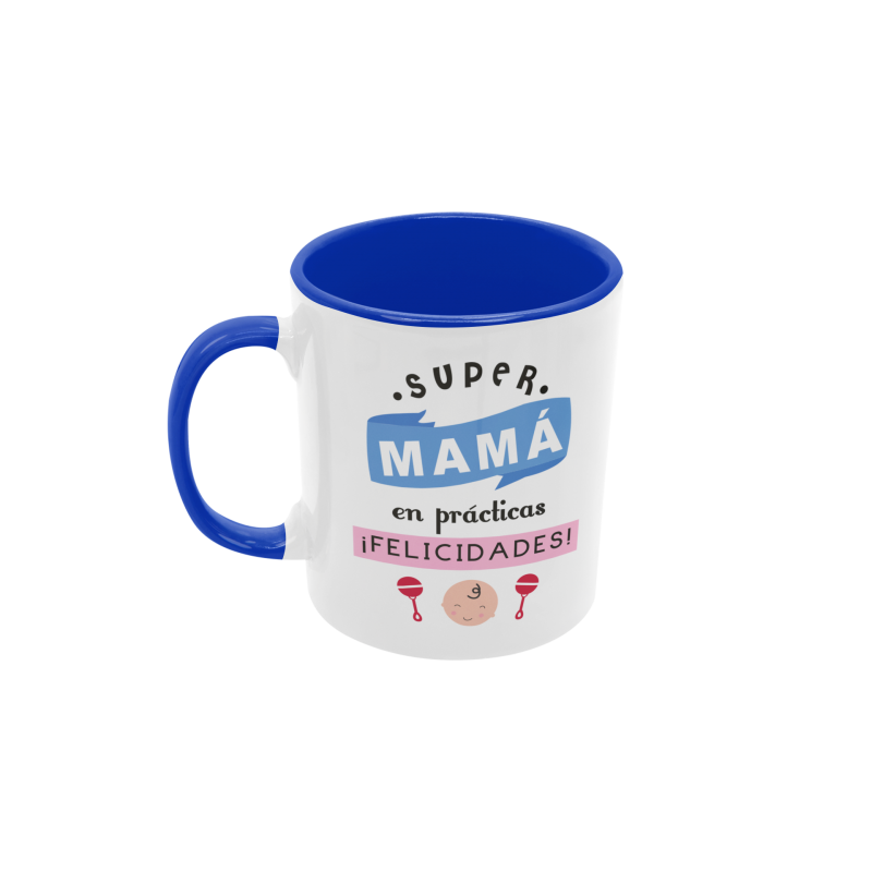 Taza Super mamá en prácticas azul