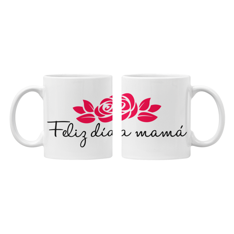 Taza Feliz día mamá blanca