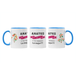 Taza Amatxu hay una sola FLORES azul