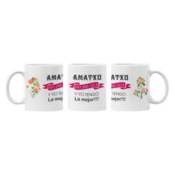 Taza Amatxu hay una sola FLORES blanca