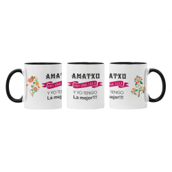 Taza Amatxu hay una sola FLORES negra