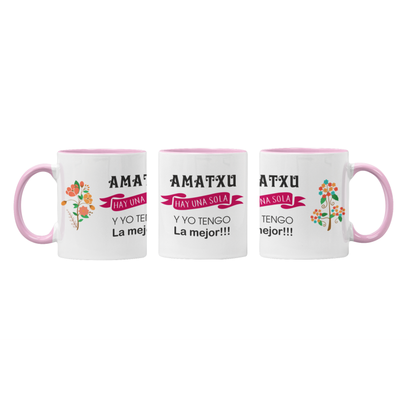 Taza Amatxu hay una sola FLORES rosa