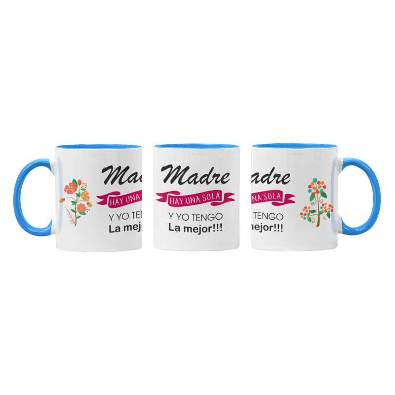 Taza Madre hay una sola FLORES azul