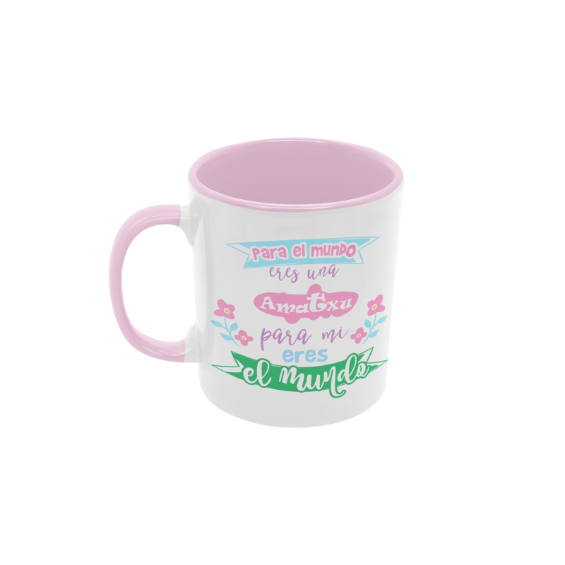 Taza Amatxu para mí eres el mundo rosa