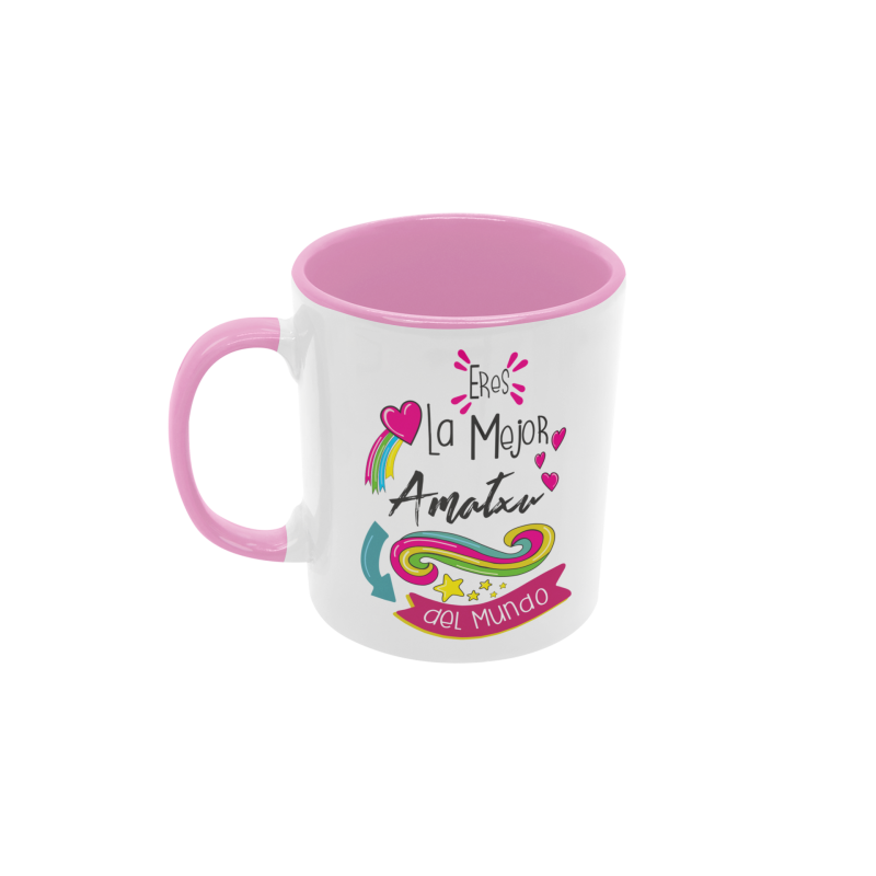 Taza Eres la mejor amatxu del mundo rosa