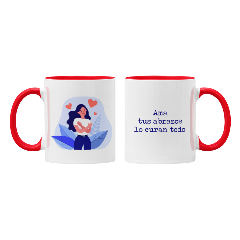 Taza Ama tus abrazos lo curan todo roja