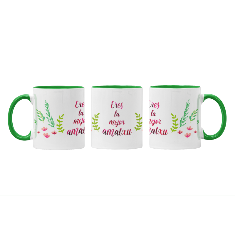 Taza Eres la mejor Amatxu verde