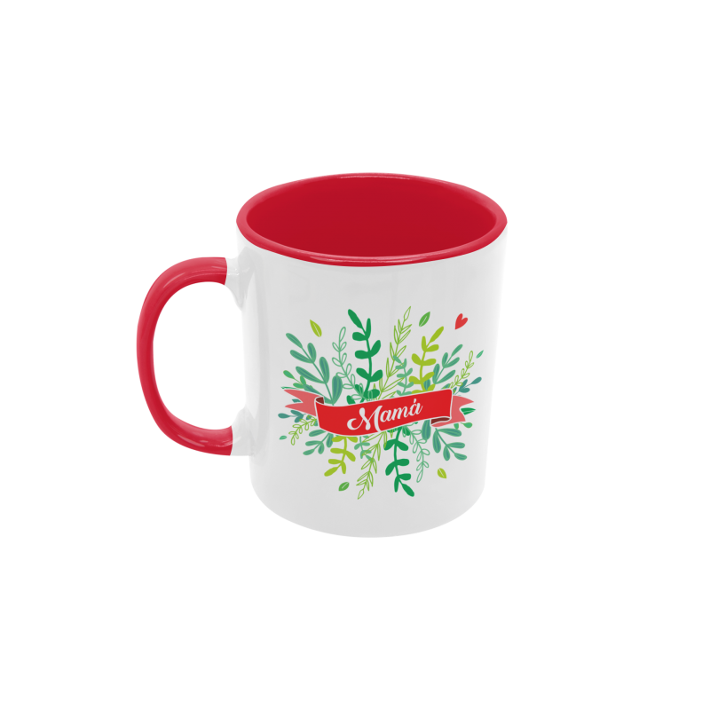 Taza Mamá Hojitas roja