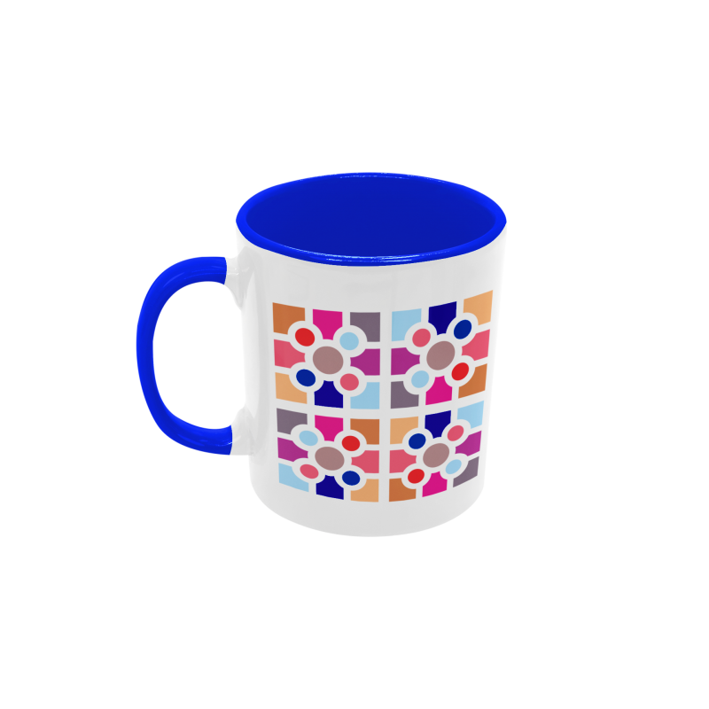 Taza Baldosa de Bilbao colores pastel azul oscuro