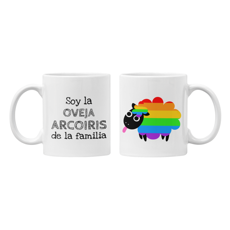 Taza Oveja Arcoiris blanca