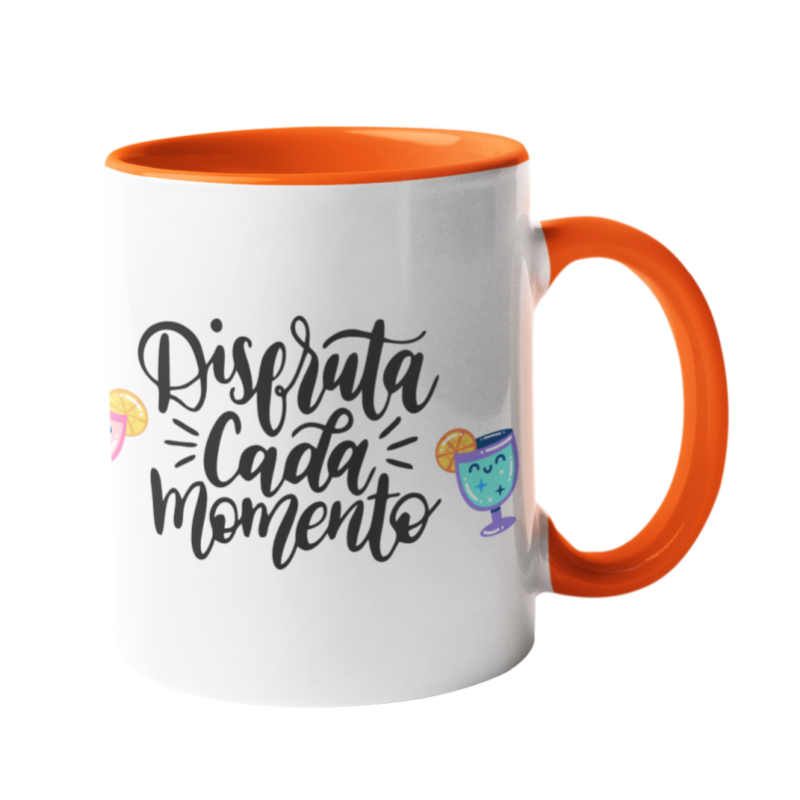 Taza Disfruta cada momento naranja