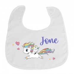 Babero personalizado con nombre unicornio