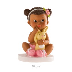 Figura niña afro con conejito