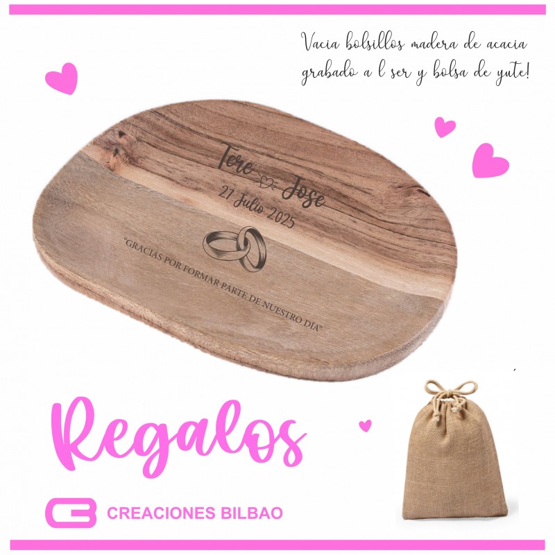 Vacía bolsillos personalizado de madera