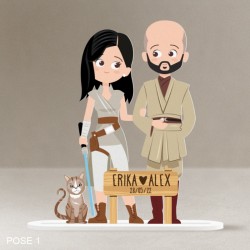 figura pareja friki star wars