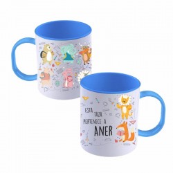 Taza de plástico personalizada azul