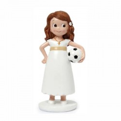 Figura comunión niña con balón futbol